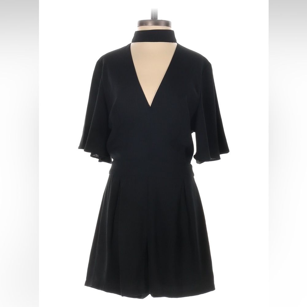 Plunging Neckline Black Romper